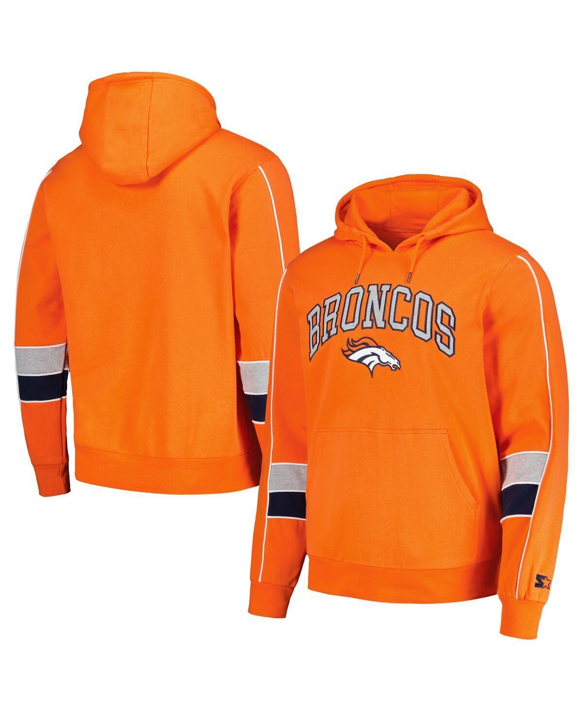 Mens Starter Orange Denver Broncos Captain Pullover Hoodie Product Image