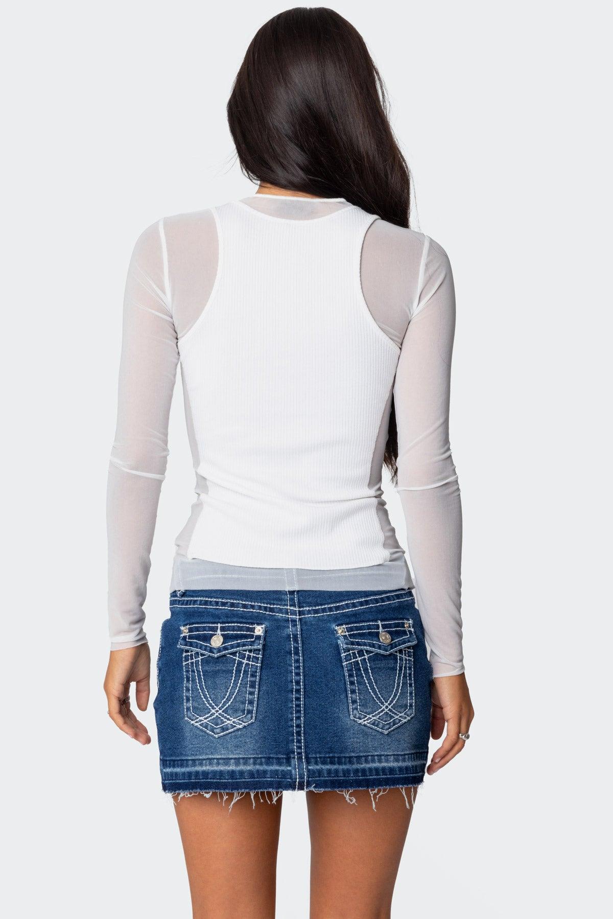 Rib Tank Layered Mesh Top Product Image