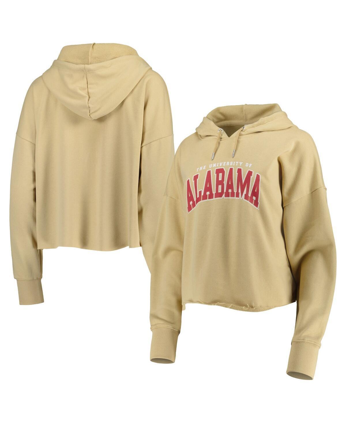 Womens ZooZatz Tan Alabama Crimson Tide Core University Cropped French Terry Pullover Hoodie Product Image