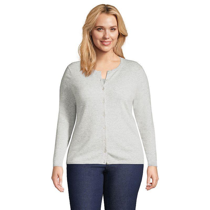 Plus Size Lands End Classic Cashmere Cardigan Sweater, Womens Deep Blue Product Image