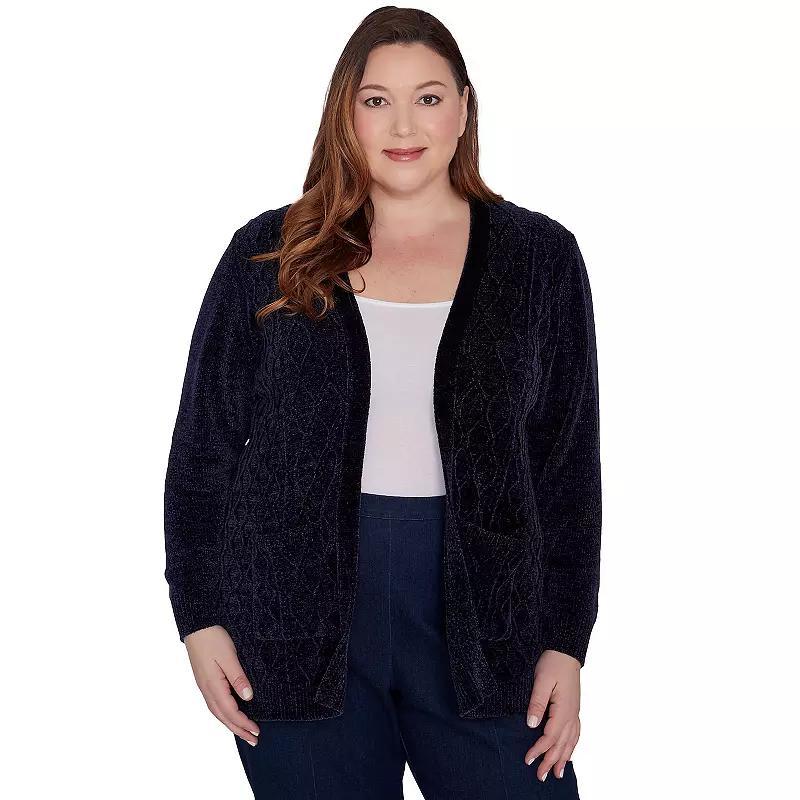 Plus Size Alfred Dunner Chenille Cardigan with Pockets, Womens Product Image