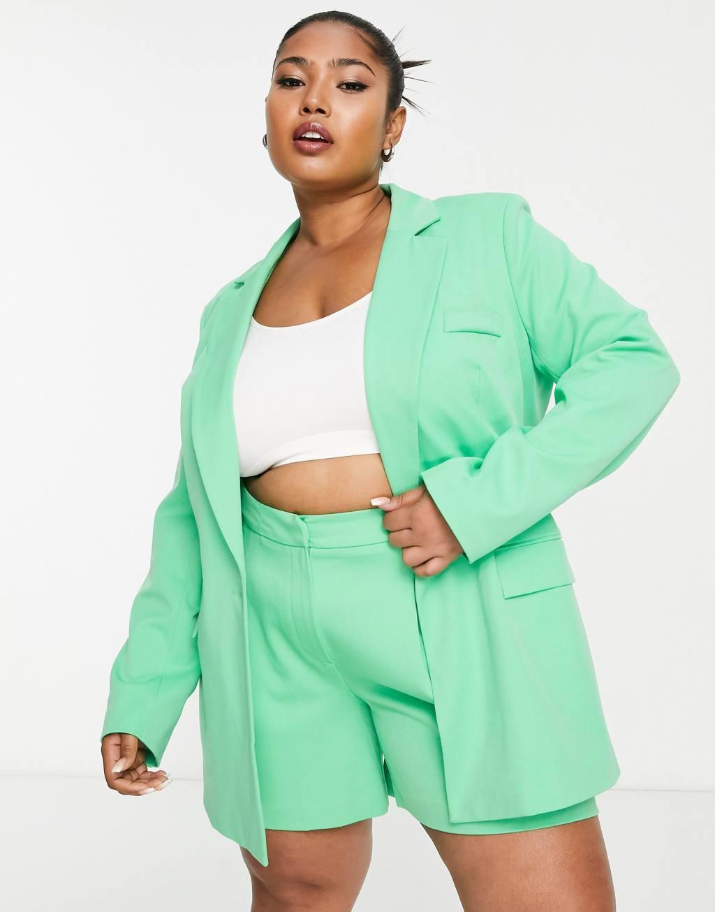 Simply Be oversized blazer in green Product Image