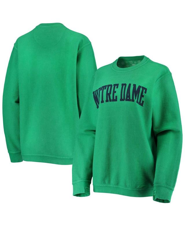 Womens Pressbox Green Distressed Notre Dame Fighting Irish Comfy Cord Vintage-Like Wash Basic Arch Pullover Sweatshirt Product Image