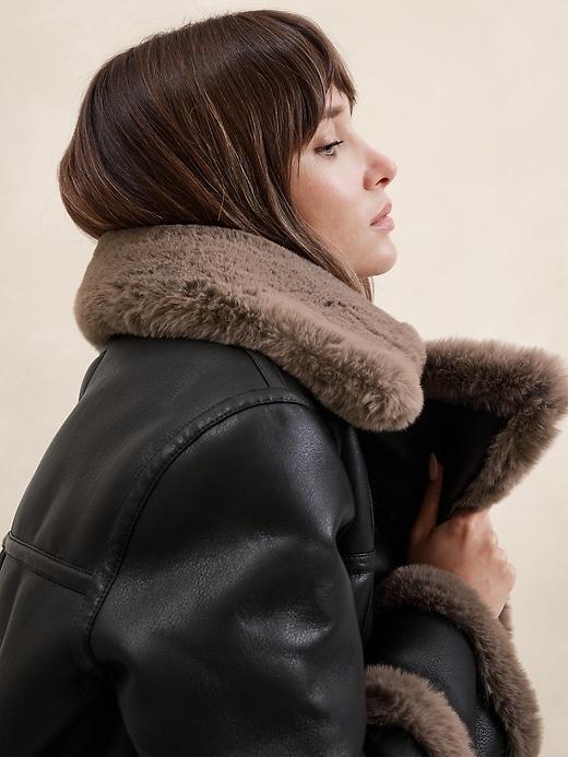 Vegan Leather Shearling Jacket Product Image