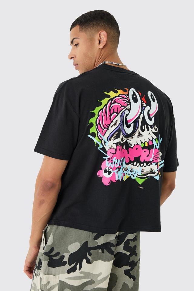 Oversized Boxy Trippy Skull Graphic T-shirt | boohooMAN USA Product Image