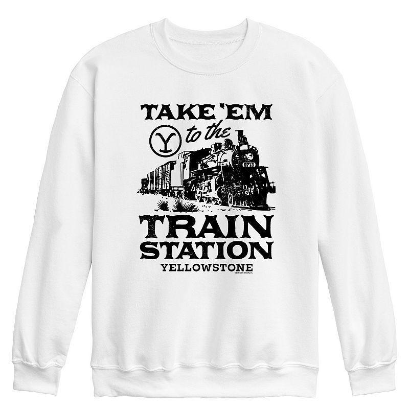 Mens Yellowstone Train Station Fleece Sweatshirt Product Image