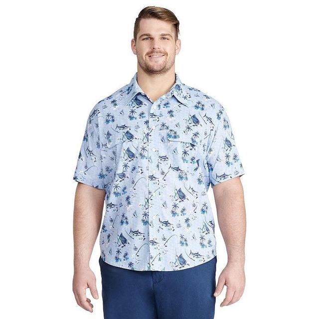 Big & Tall IZOD Saltwater Classic-Fit Performance Beach Button-Down Shirt, Mens Brt Blue Product Image