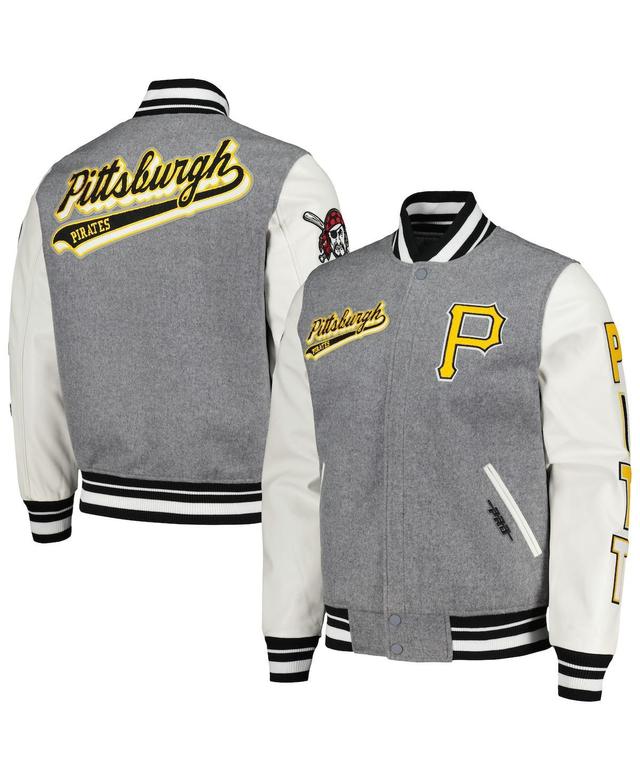 Mens Pro Standard Heather Gray Pittsburgh Pirates Script Tail Wool Full-Zip Varity Jacket Product Image