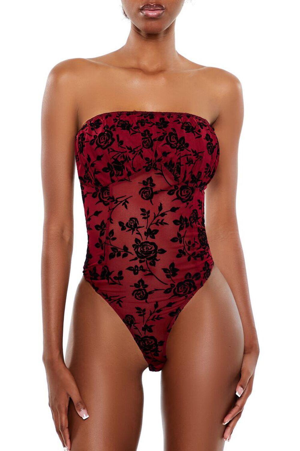 Floral Tube Mesh Bodysuit | Forever 21 Product Image