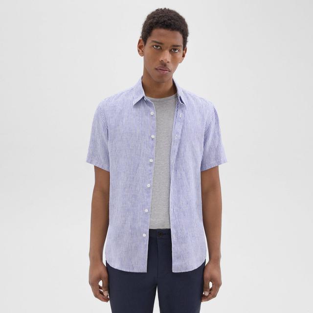 Relaxed Linen Irving Short-Sleeve Shirt | Theory Product Image