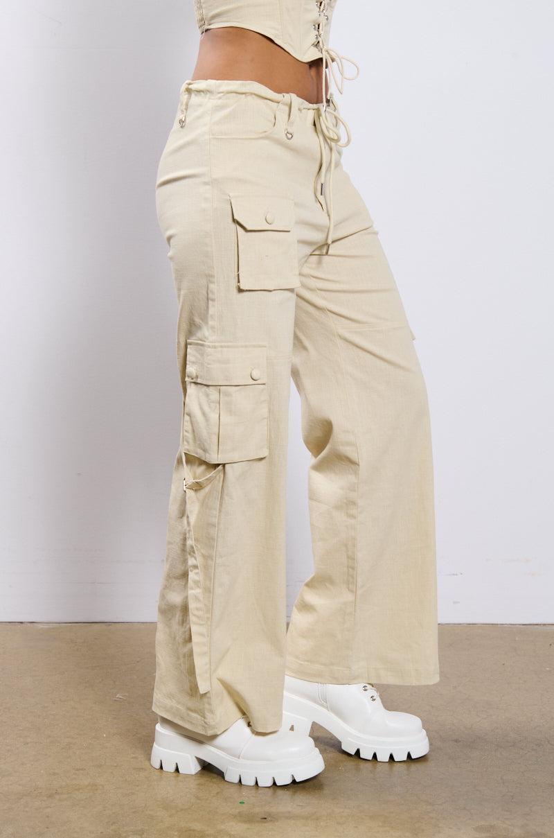 STRETCH LINEN CARGO PANT Product Image