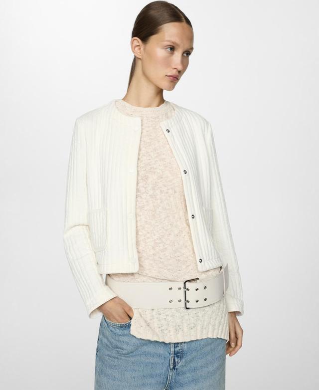 Mango Womens Pocket Textured Jacket Product Image