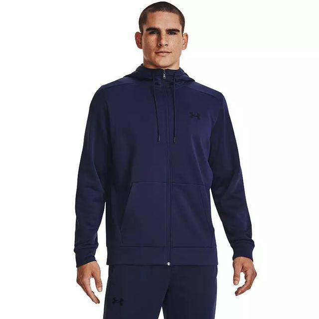 Mens Under Armour Full-Zip Fleece Hoodie Black Navy Product Image