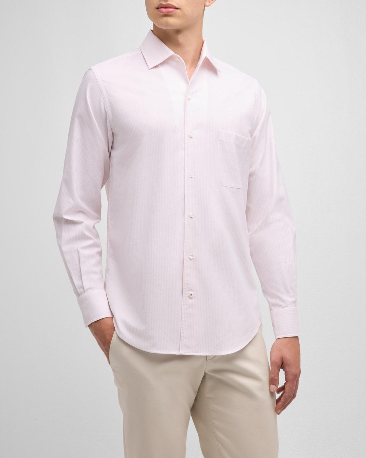 Mens Andre Oxford Cotton Stripe Sport Shirt Product Image