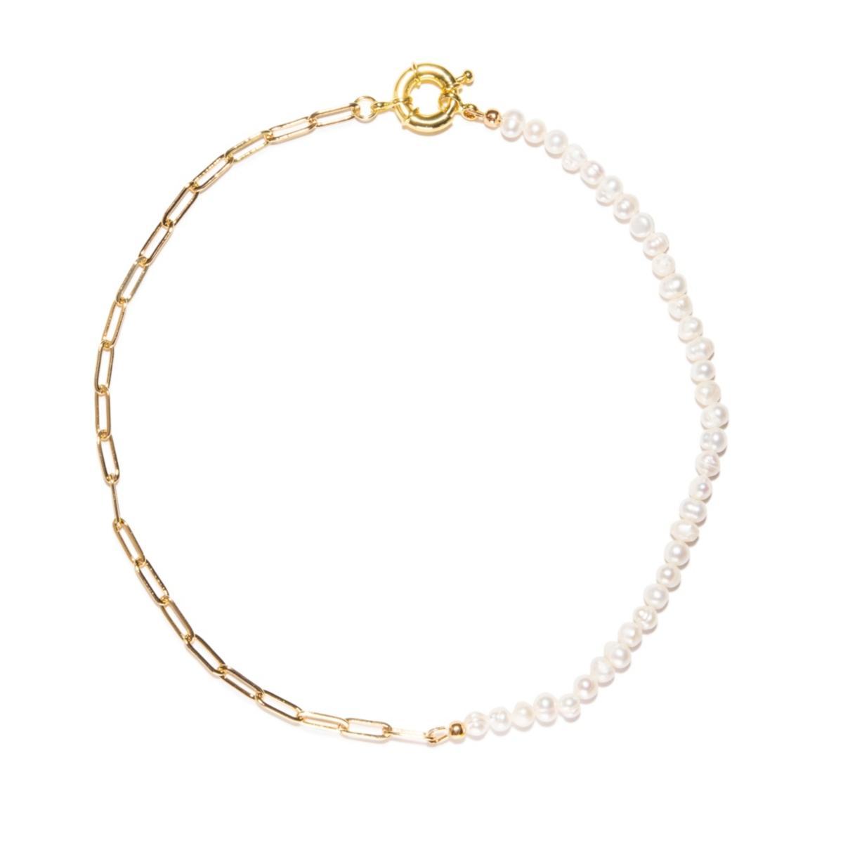 Joey Baby 18K Gold Plated Paper Clip Chain with Freshwater Pearls - Lily Necklace 16 For Women Product Image