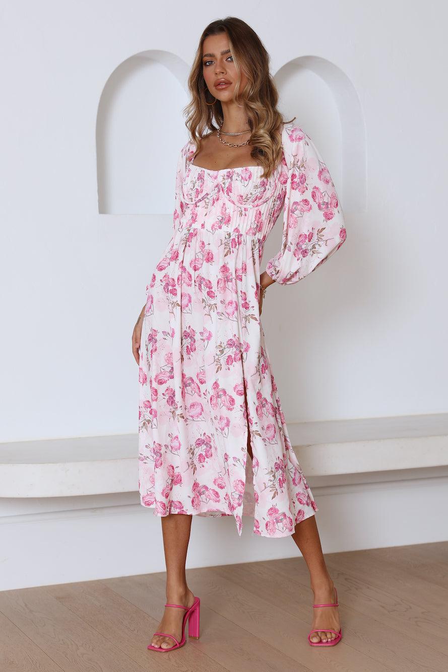 Gal Having Fun Midi Dress Pink Product Image