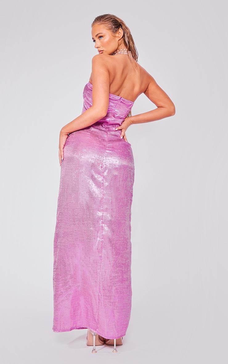 Bright Pink Textured Bandeau Maxi Dress Product Image