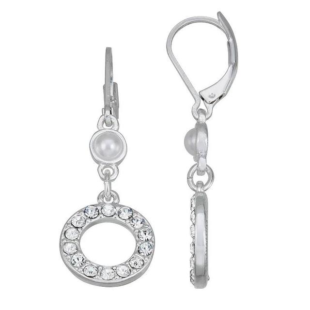 Youre Invited Silver Tone Simulated Pearl Leverback Earrings, Womens Product Image