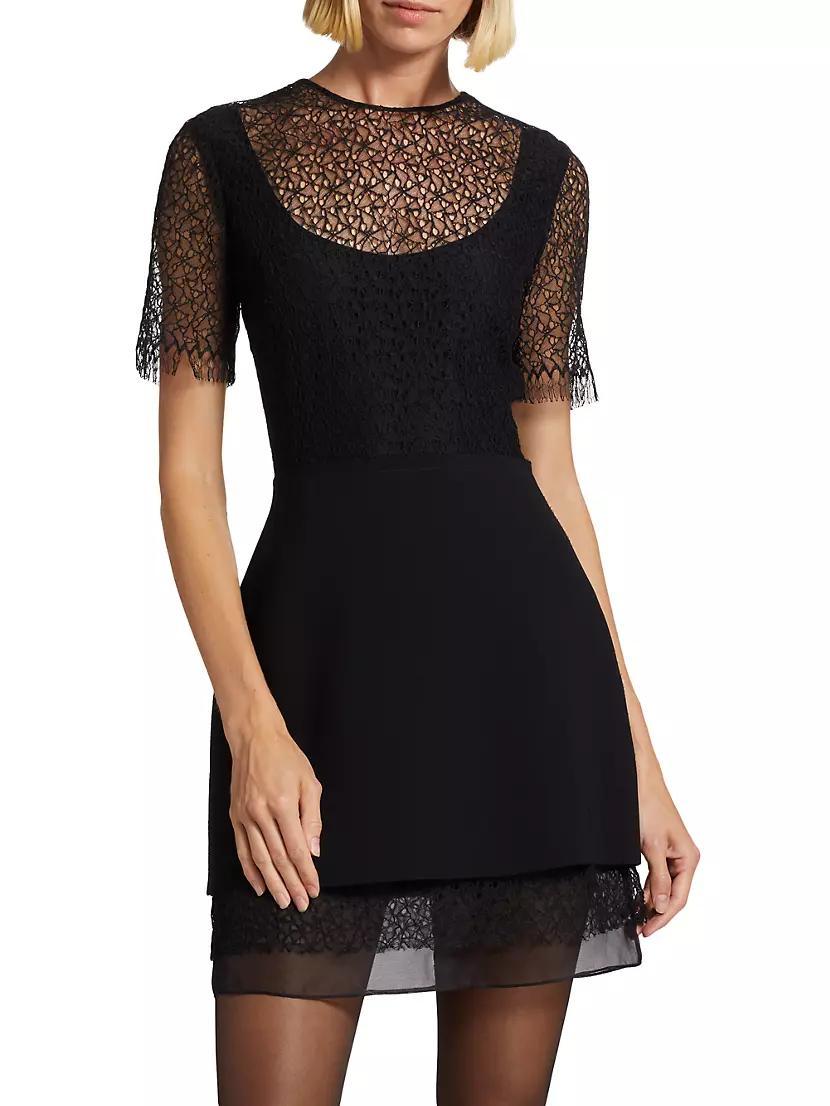 Geometric Cotton-Blend Lace Layered Minidress Product Image