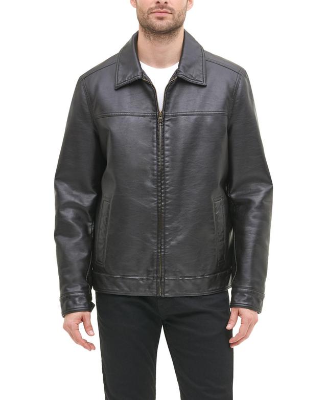 Tommy Hilfiger Mens Faux Leather Laydown Collar Jacket Product Image