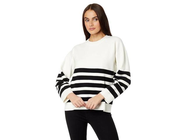 English Factory Stripe Round Neck Sweater (Ivory/Black) Women's Clothing Product Image