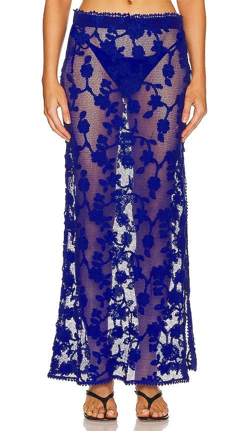 Agua Bendita x REVOLVE Cyprus Maxi Skirt in Navy. Product Image