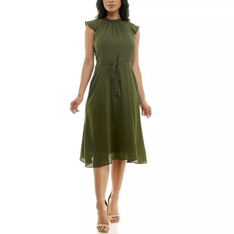 Womens Nina Leonard Mockneck Chiffon Dress Product Image