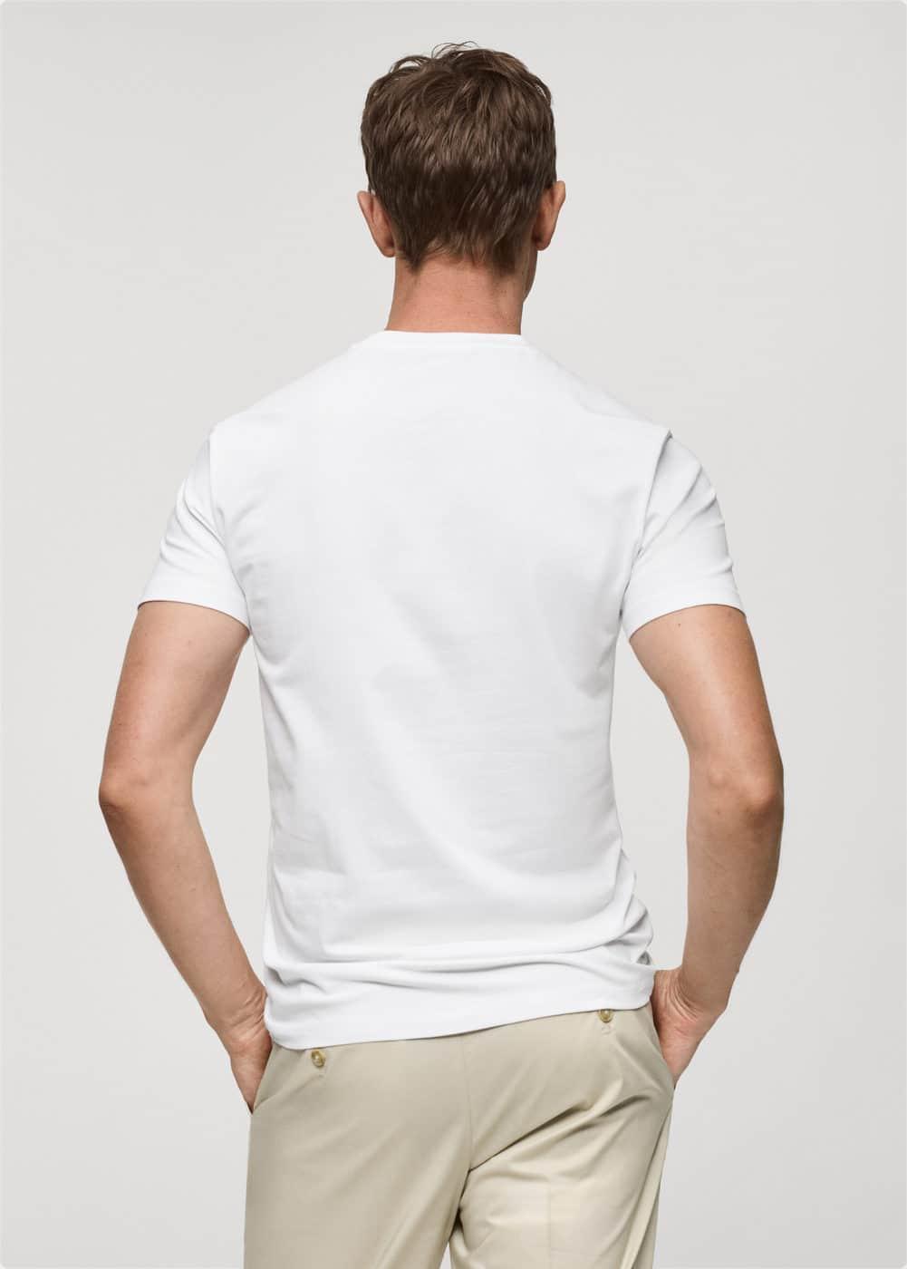 MANGO MAN - Stretch cotton T-shirt whiteMen Product Image