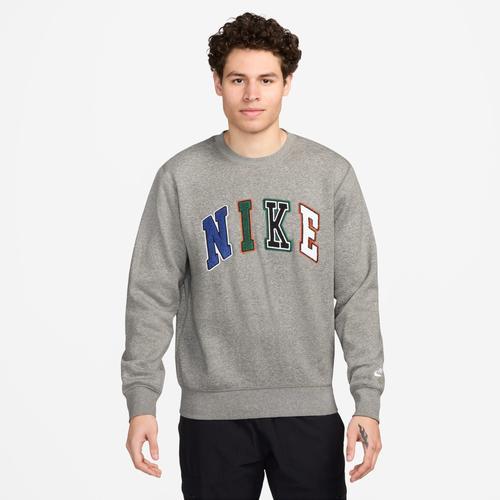 Nike Mens Nike Club BB Crew Letters - Mens Dark Grey Heather/White Product Image