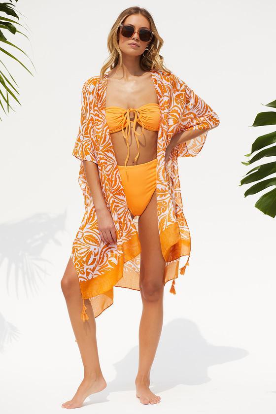 Getaway Moves Orange Print Shawl Product Image