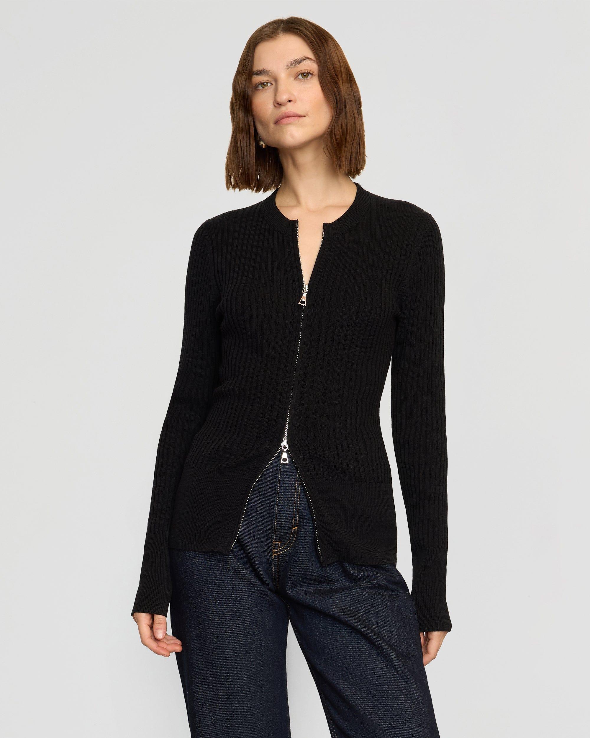 Kayla Ribbed Two-Way Zip Sweater Product Image