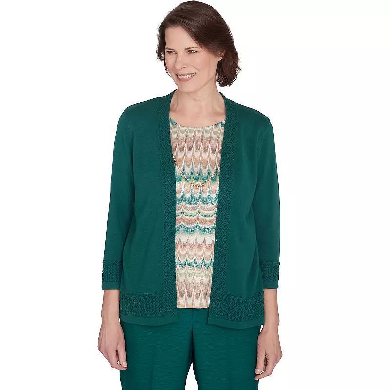 Womens Alfred Dunner Biadere Sweater with Detachable Necklace Green Product Image