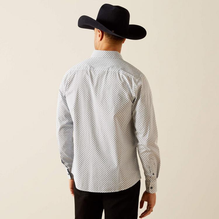 Ariat® Men's L/S Blue-Grey Print Maxwell Modern Fit Button Shirt Product Image