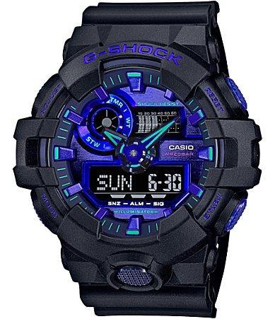 Men's Casio G-Shock Classic Virtual Blue Series Black Resin Strap Watch with Blue-Violet Dial (Model: Ga700Vb-1A) Product Image