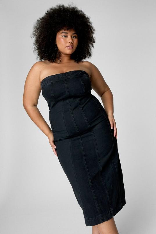 Plus Size Two Tone Bandeau Midi Dress Product Image