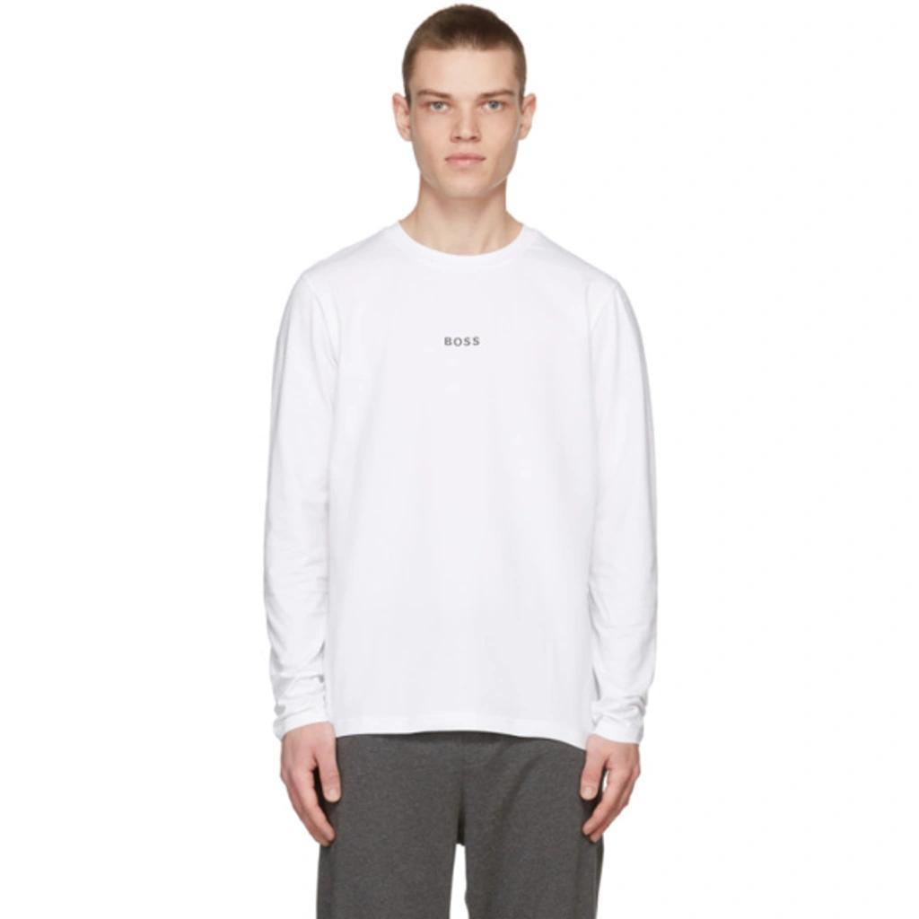 White Cotton Long Sleeve T-shirt In 100 White Product Image