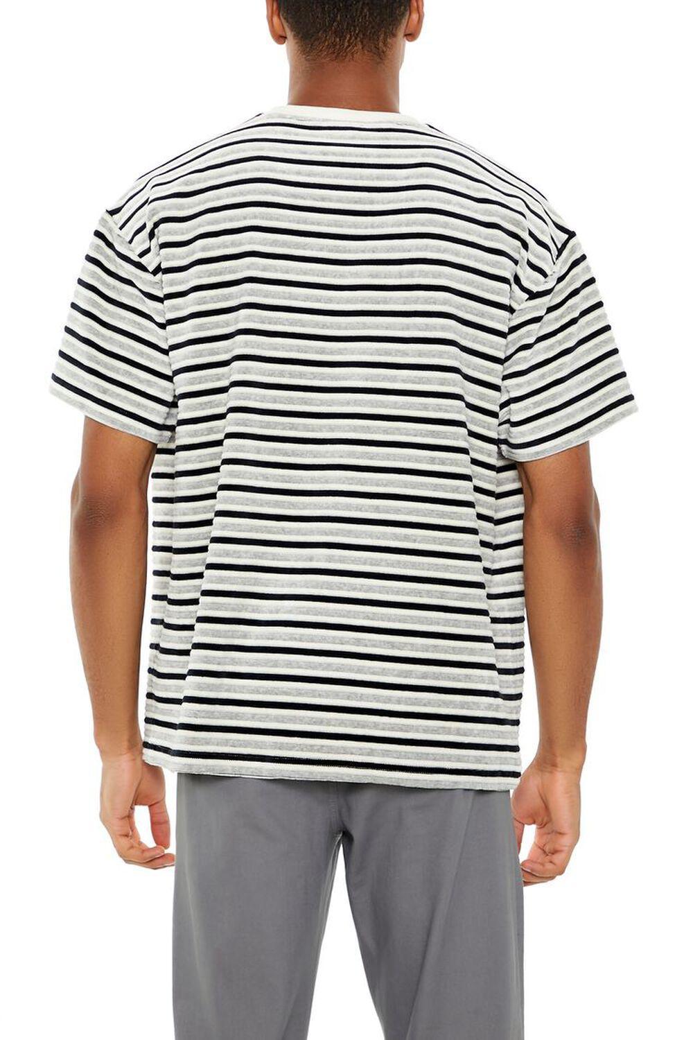 Oversized Textured Velour Stripe Crew Tee | Forever 21 Product Image