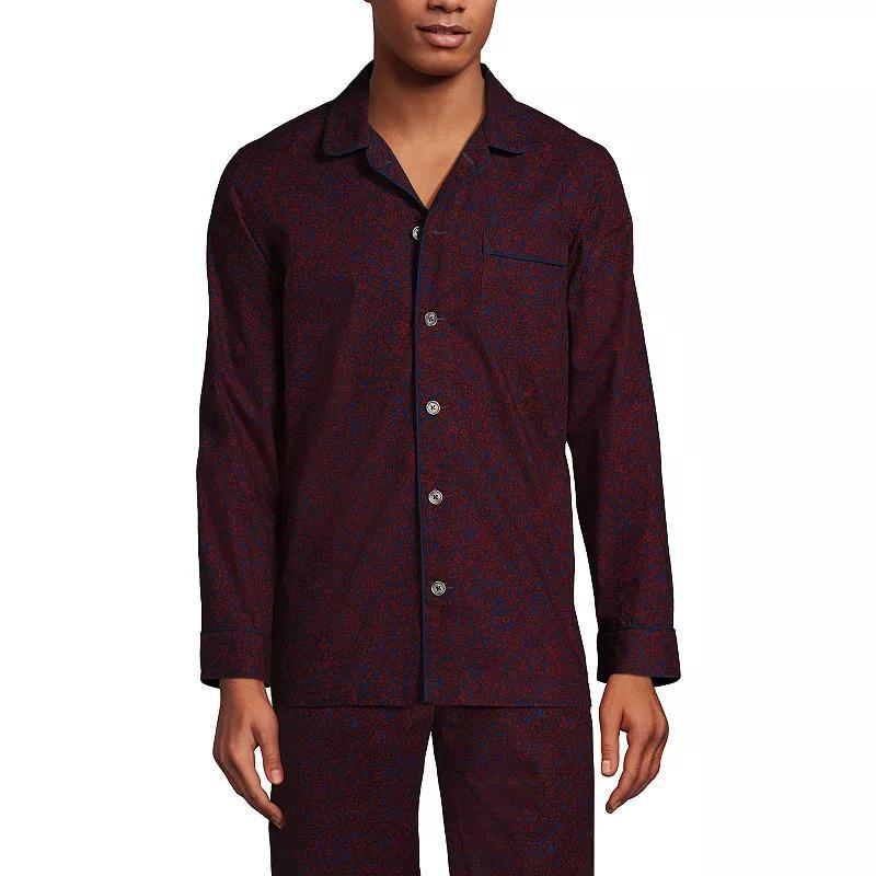 Mens Lands End Broadcloth Pajama Sleep Shirt Blue Product Image