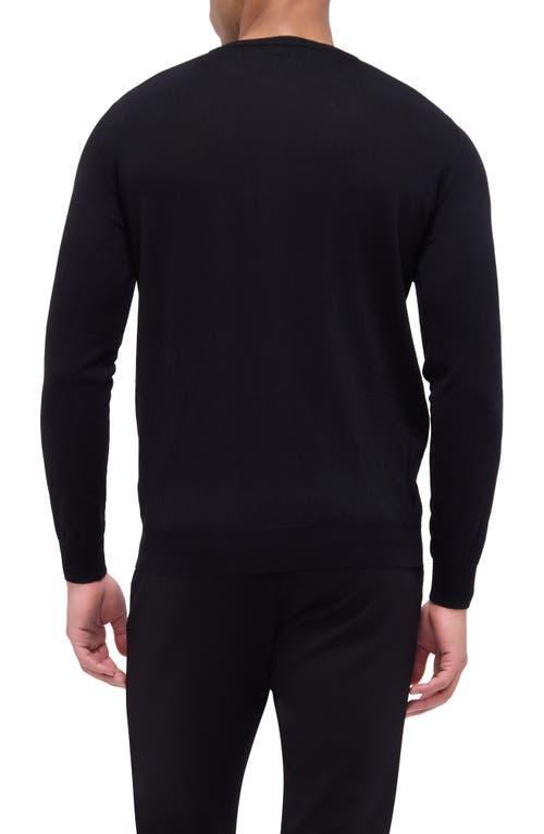 BUGATCHI Scott Crewneck Merino Wool Sweater In Black Product Image