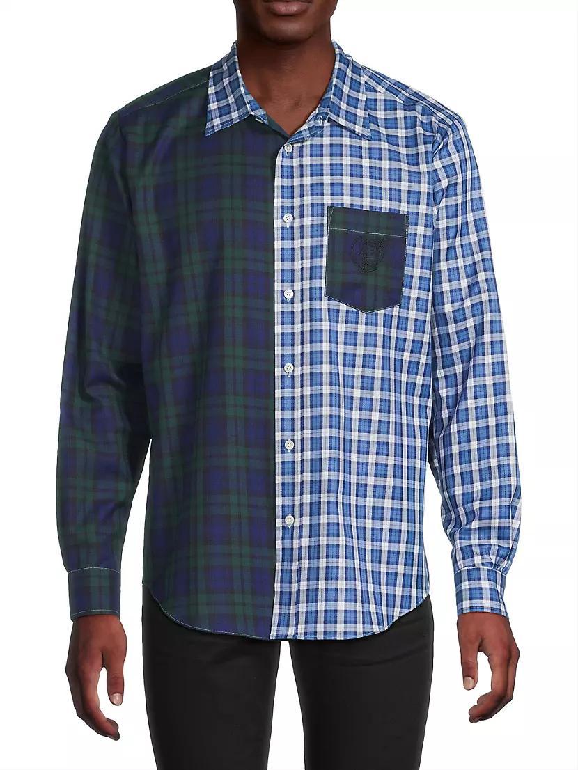 Split Tartan Button-Up Shirt Product Image