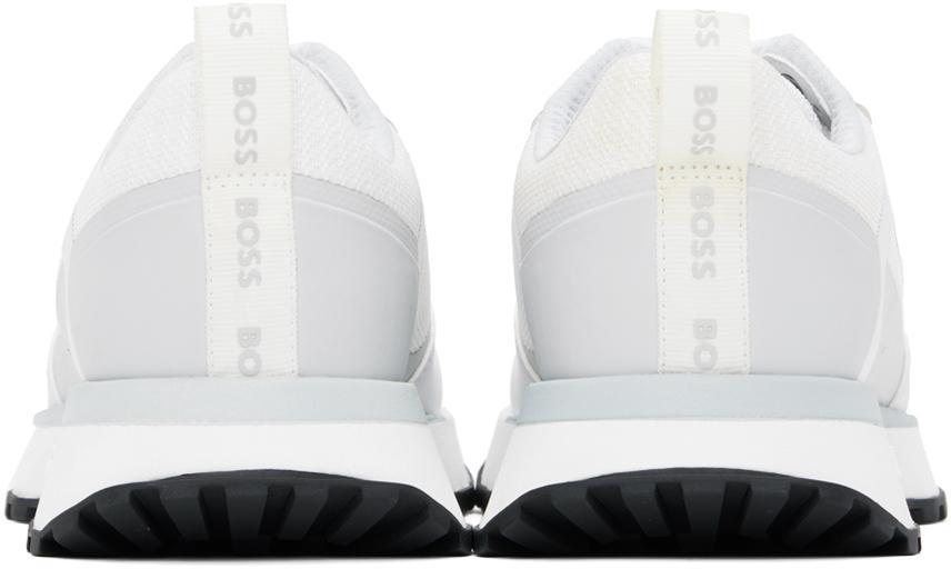 HUGO BOSS White & Gray Mixed Material Sneakers In 100-white Product Image