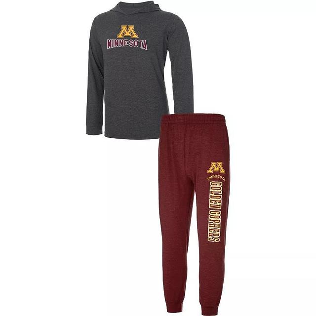 Mens Concepts Sport Heathered Maroon/Heathered Charcoal Minnesota Golden Gophers Meter Long Sleeve Hoodie T-Shirt & Jogger Pants Set Product Image