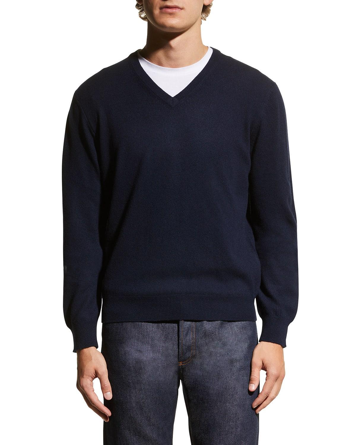 Mens Wool-Cashmere Knit V-Neck Sweater Product Image