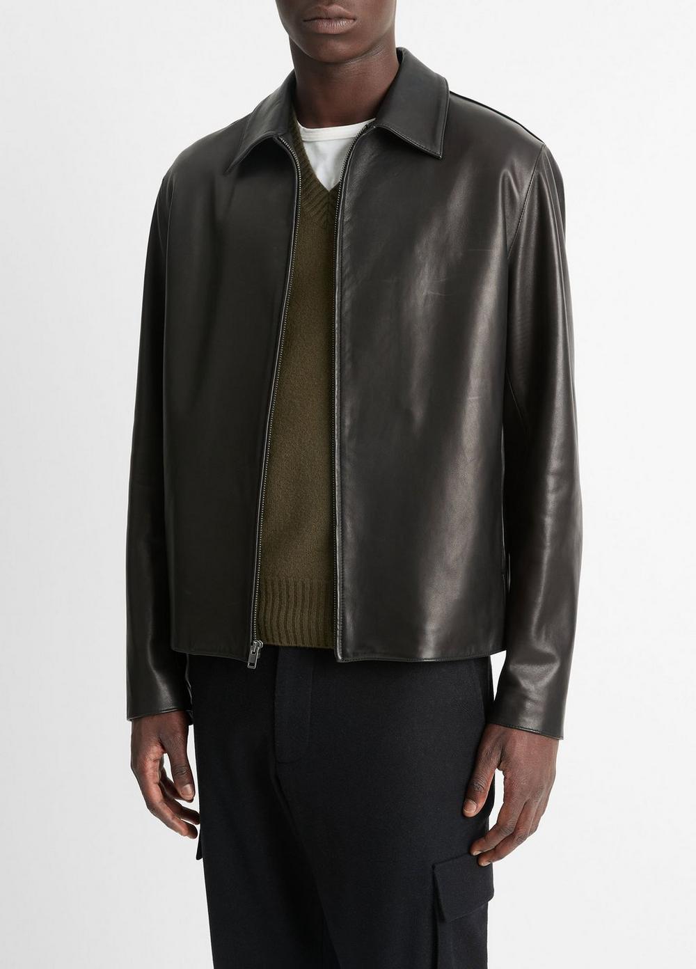 Leather Zip-Up Jacket Product Image