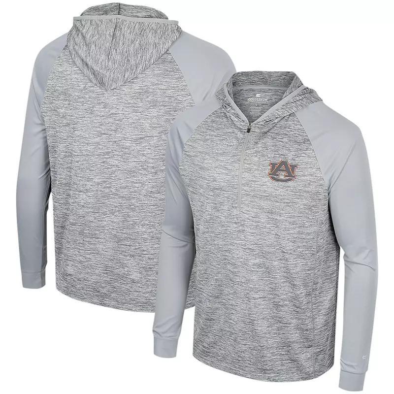 Mens Colosseum Gray Indiana Hoosiers Cybernetic Raglan Quarter-Zip Hooded Top Product Image