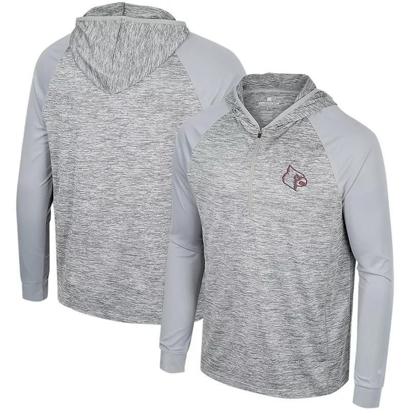 Mens Colosseum Gray Virginia Tech Hokies Cybernetic Raglan Quarter-Zip Hooded Top Product Image