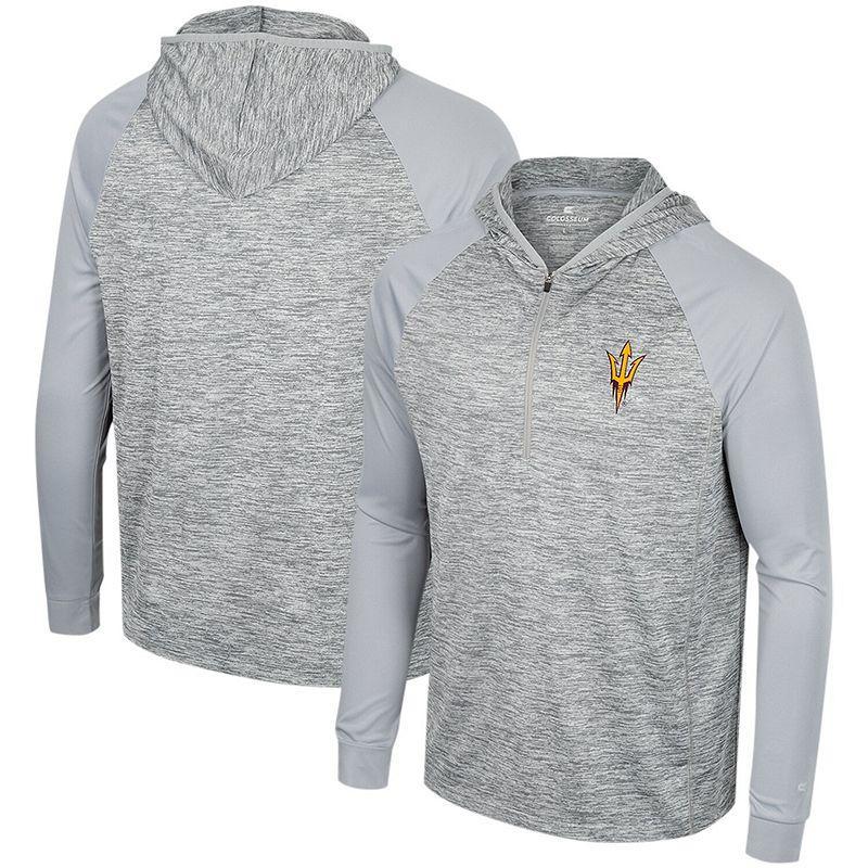 Mens Colosseum Gray Arizona State Sun Devils Cybernetic Raglan Quarter-Zip Hooded Top Product Image