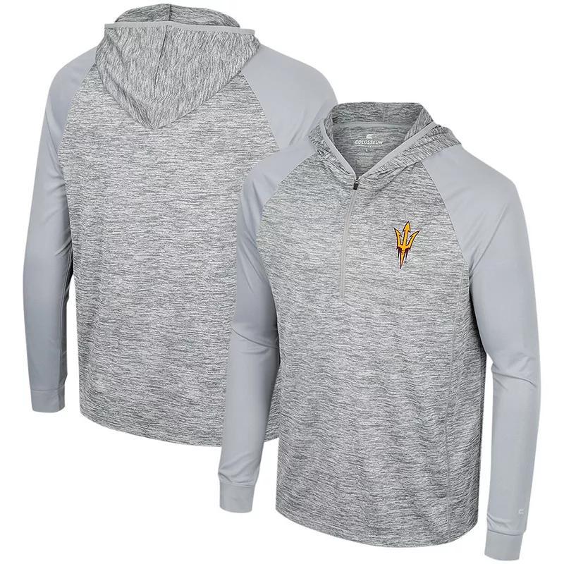 Mens Colosseum Gray Arizona State Sun Devils Cybernetic Raglan Quarter-Zip Hooded Top Product Image