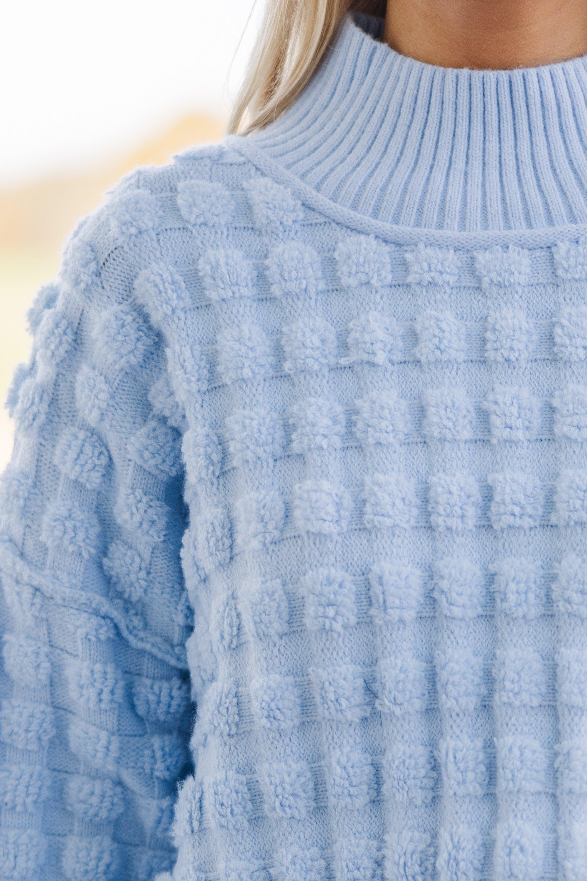 Put It All Together Light Blue Textured Sweater Female Product Image