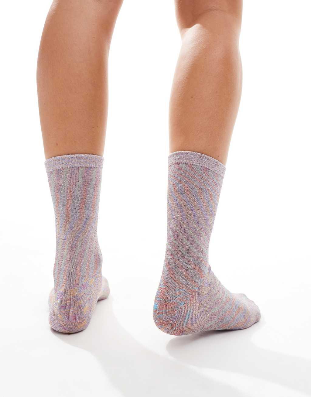 Vero Moda glitter socks in iridescent Product Image